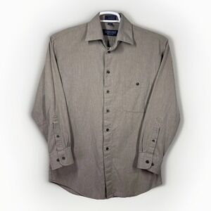 Vintage Stafford Men Medium Long Sleeve Button Up Heavy Weave Cotton Y2K Relaxed